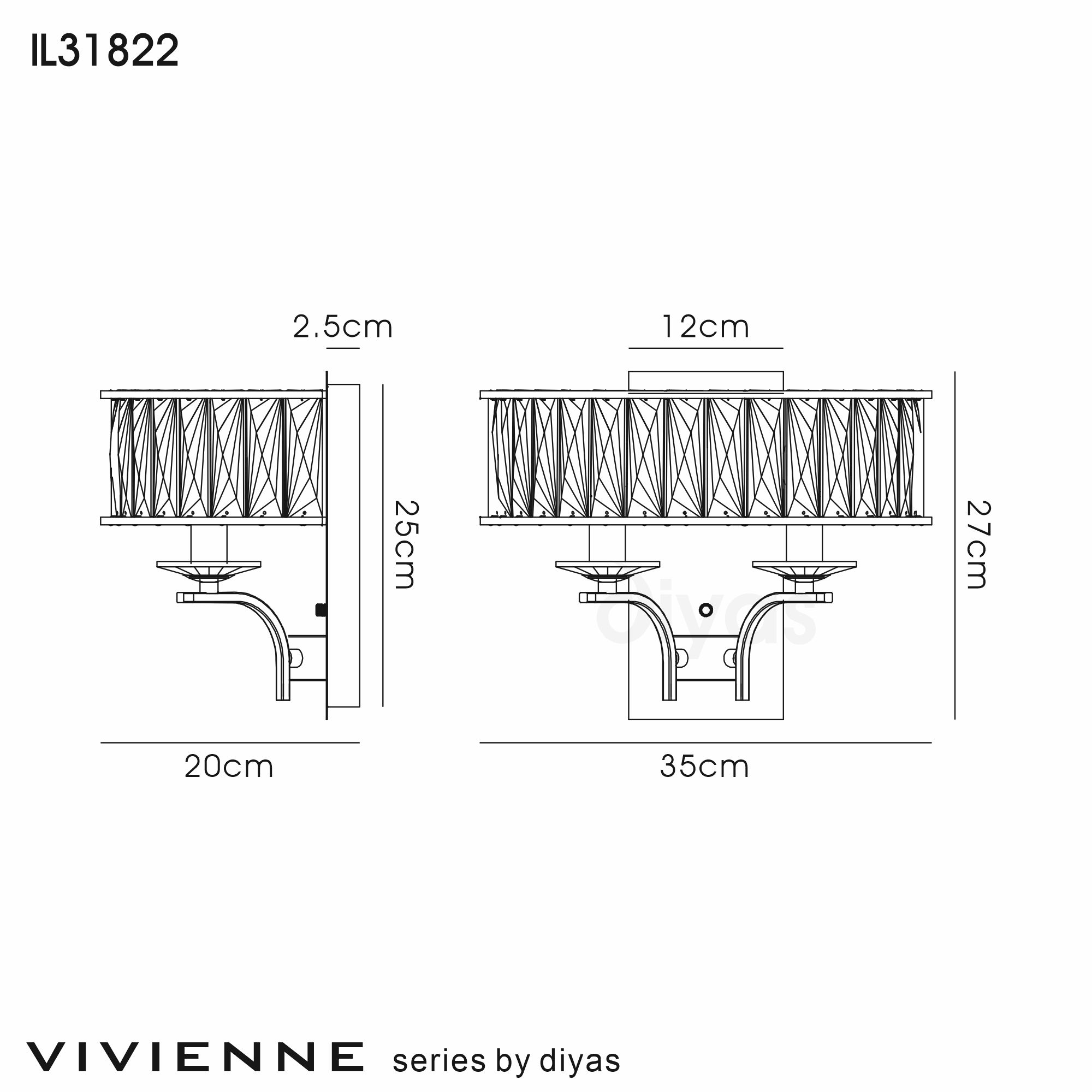 Vivienne Polished Nickel Crystal Wall Lights Diyas Armed Wall Lights